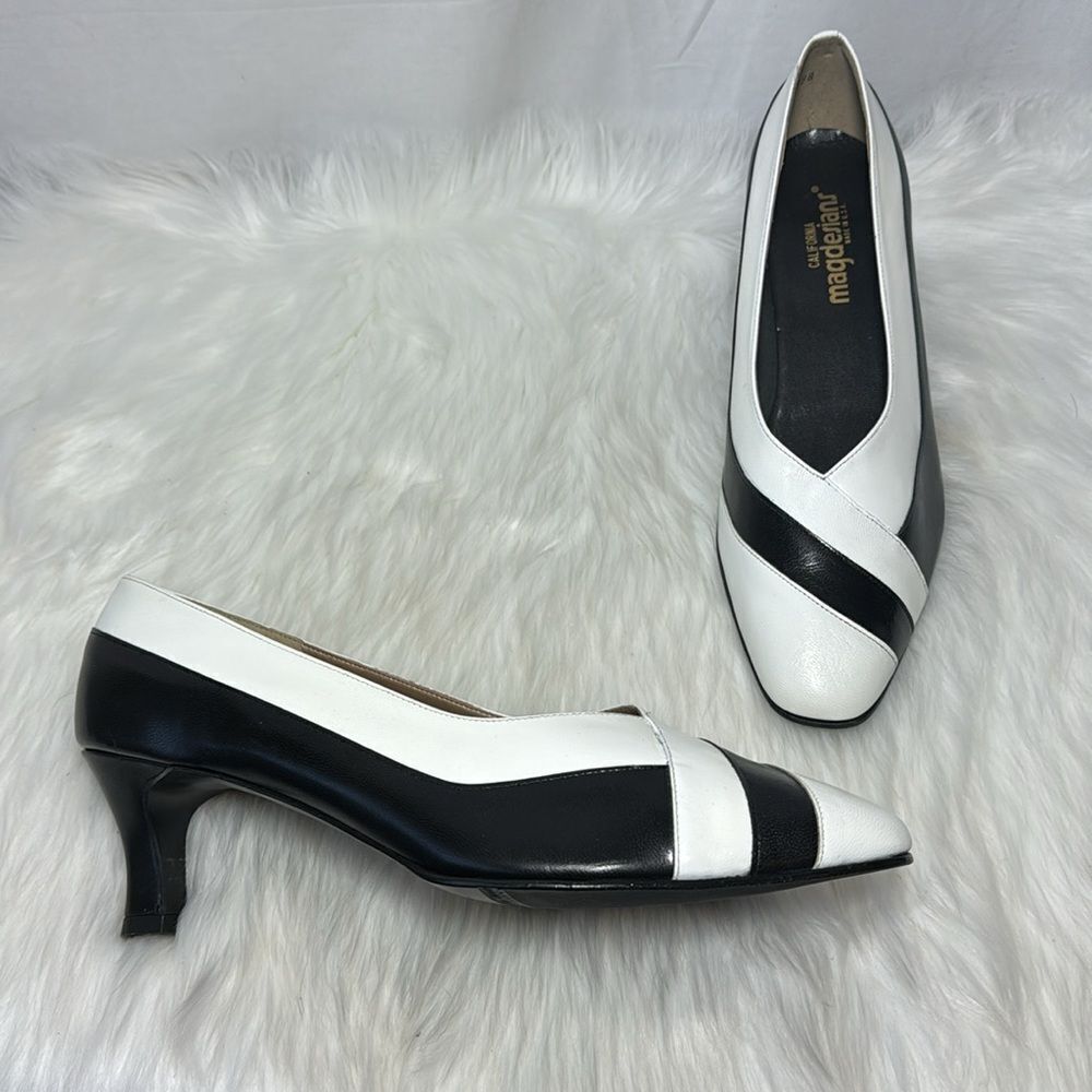 Magdesians Black/White NWOT Vintage Heels Sz 14 WIDE WIDTH